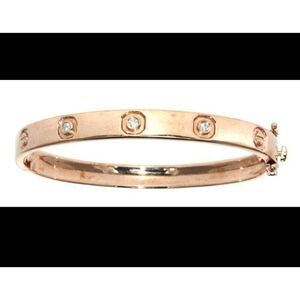 Rose Toned Diamond Eternity Bracelet Sterling Silver with 14KT Rose Gold Overlay